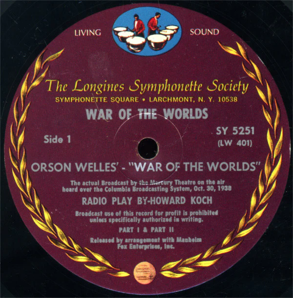 Orson Welles - War Of The Worlds (LP, RM) (Very Good Plus (VG+)) - Image 3