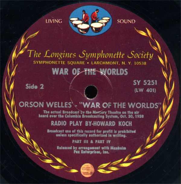 Orson Welles - War Of The Worlds (LP, RM) (Very Good Plus (VG+)) - Image 4