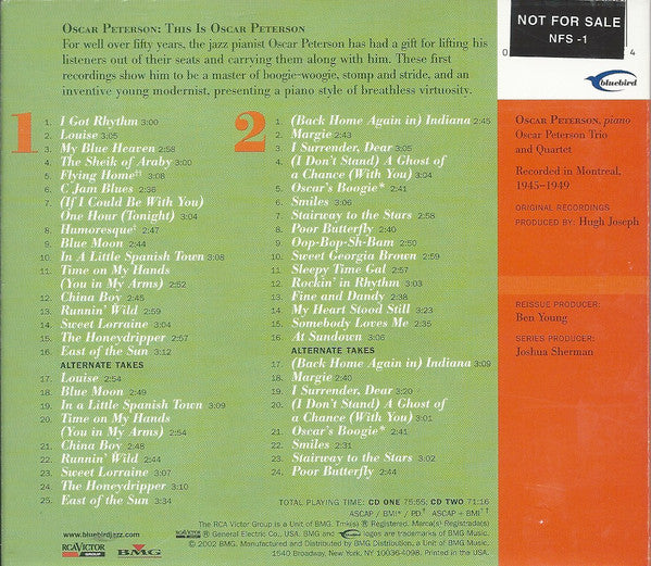 Oscar Peterson - This Is Oscar Peterson (2xCD, Comp) (Very Good Plus (VG+)) - Image 2