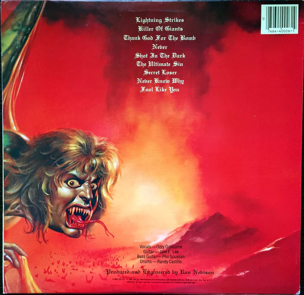 Ozzy Osbourne - The Ultimate Sin (LP, Album, Pit) (Near Mint (NM or M-)) - Image 2