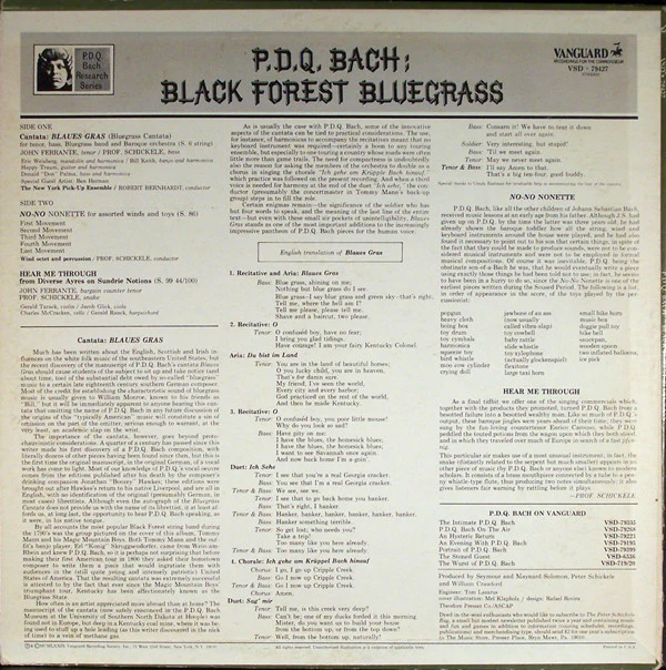 P.D.Q. Bach, The New York Pick-Up Ensemble, John Ferrante - Black Forest Bluegrass (LP) (Very Good Plus (VG+)) - Image 2