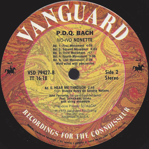 P.D.Q. Bach, The New York Pick-Up Ensemble, John Ferrante - Black Forest Bluegrass (LP) (Very Good Plus (VG+)) - Image 4