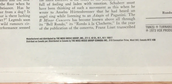 Paganini*, Ruggiero Ricci, The London Symphony Orchestra*, Anthony Collins - Violin Concerti, No. 1 In D Major, No. 2 In b Minor (LP) (Near Mint (NM or M-)) - Image 3