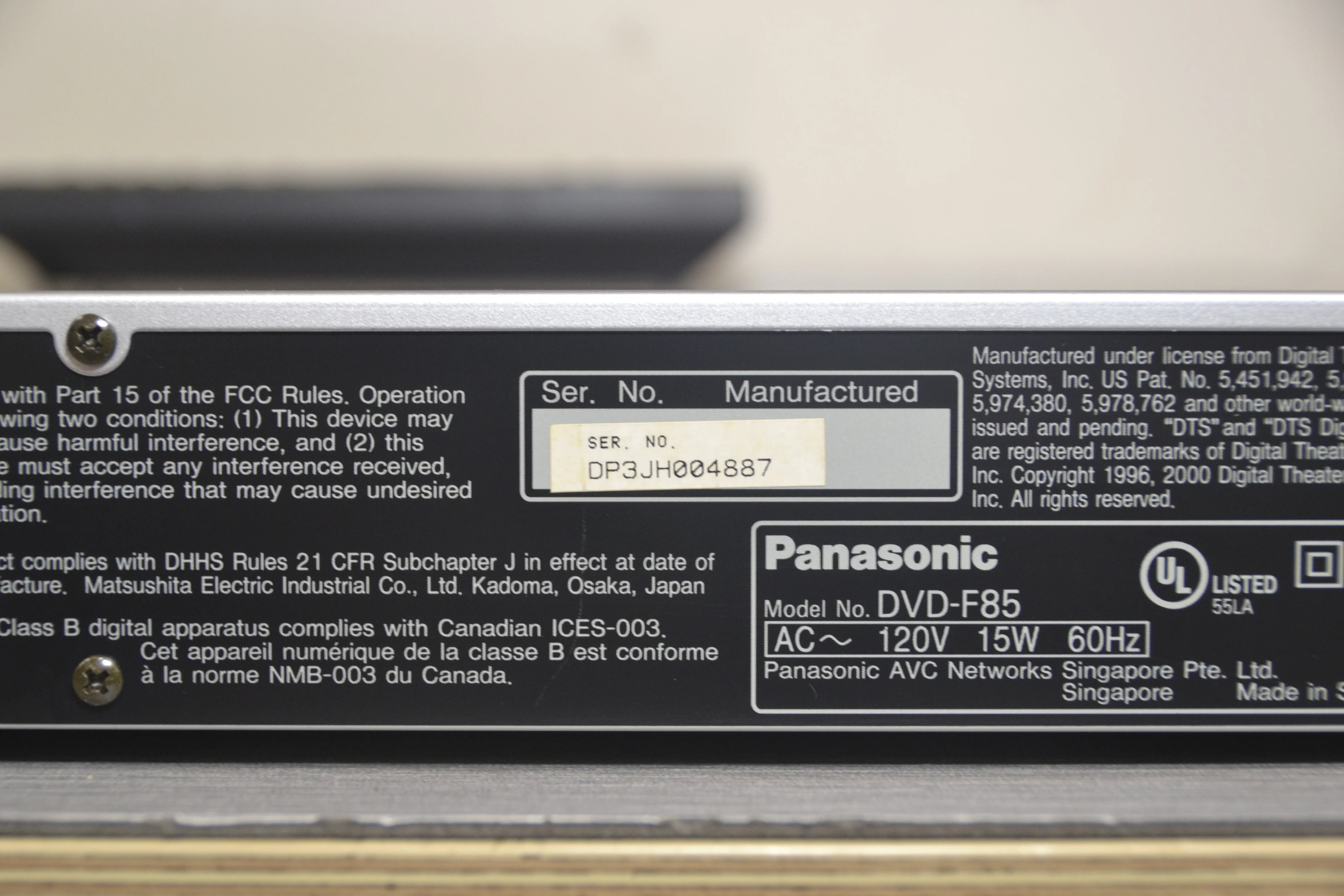 Panasonic DVD-F85 Cd/DVD Carousel * 5 Discs * Remote - Image 12