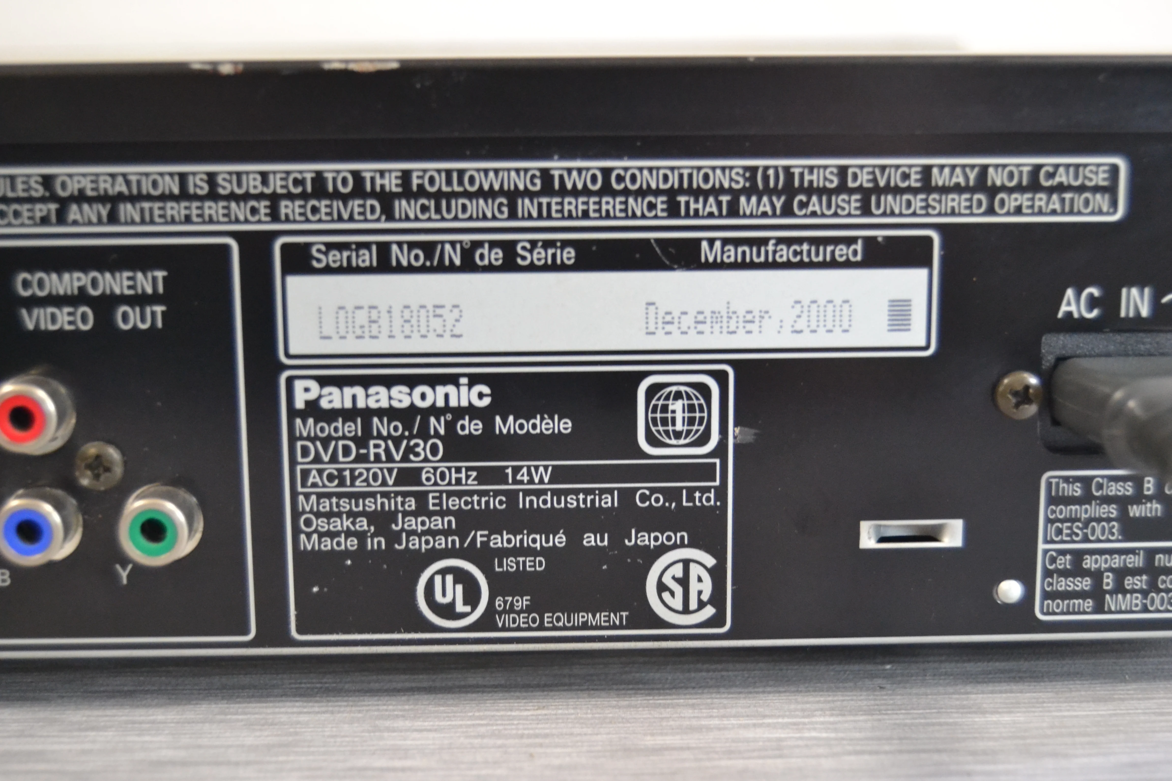 Panasonic DVD-RV30 Single CD/DVD Player - Image 3