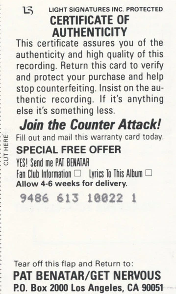 Pat Benatar - Get Nervous (Cass, Album) (Near Mint (NM or M-)) - Image 5