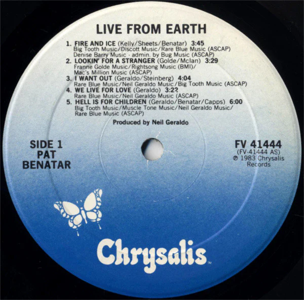Pat Benatar - Live From Earth (LP, Album, PRC) (Near Mint (NM or M-)) - Image 2
