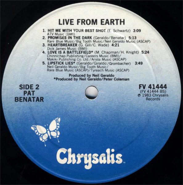 Pat Benatar - Live From Earth (LP, Album, PRC) (Near Mint (NM or M-)) - Image 3