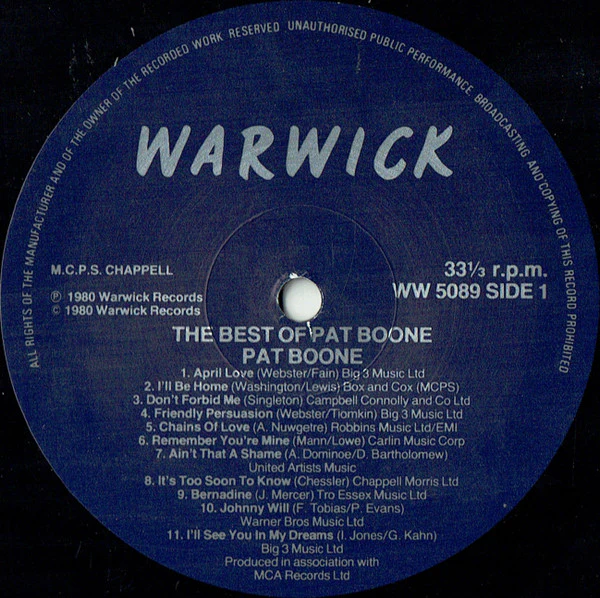 Pat Boone - The Best Of Pat Boone - 22 Original Hits (LP, Comp) (Very Good Plus (VG+)) - Image 3