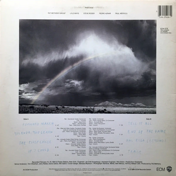 Pat Metheny Group - First Circle (LP, Album) (Very Good Plus (VG+)) - Image 2