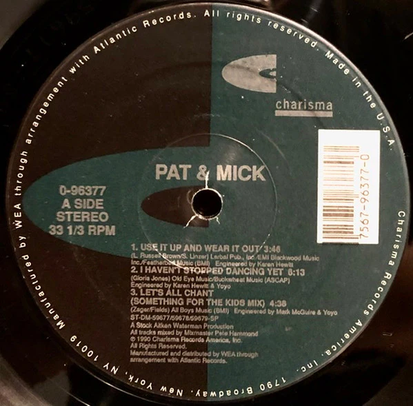 Pat & Mick - Use It Up And Wear It Out (12", Single) (Very Good Plus (VG+))
