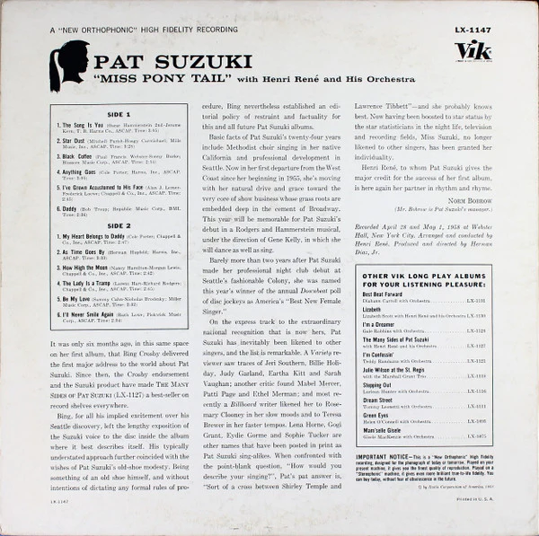 Pat Suzuki - Pat Suzuki (LP, Album, Mono, Roc) (Very Good Plus (VG+)) - Image 3