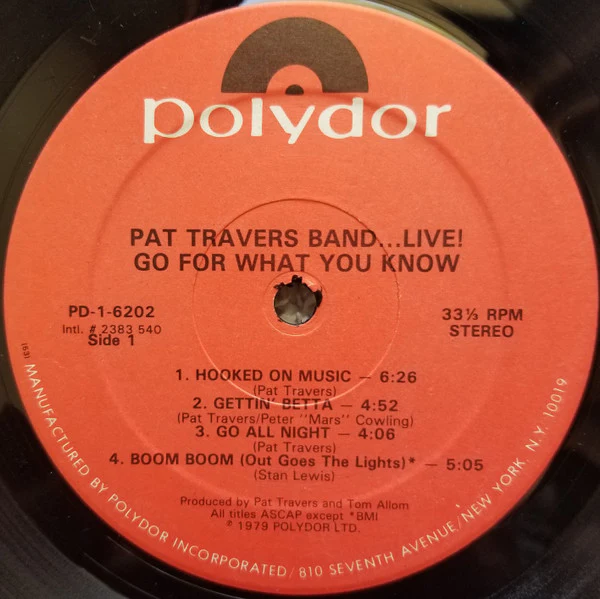 Pat Travers Band - Live! Go For What You Know (LP, Album, 53 ) (Good Plus (G+)) - Image 3