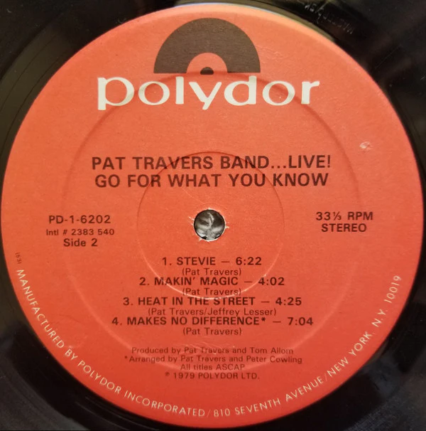 Pat Travers Band - Live! Go For What You Know (LP, Album, 53 ) (Good Plus (G+)) - Image 4