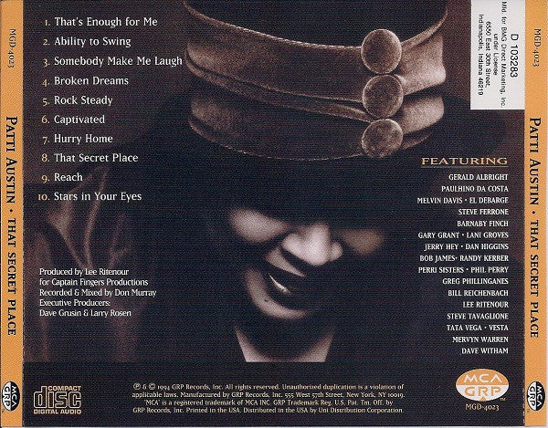 Patti Austin - That Secret Place (CD, Album, Club) (Very Good Plus (VG+)) - Image 2