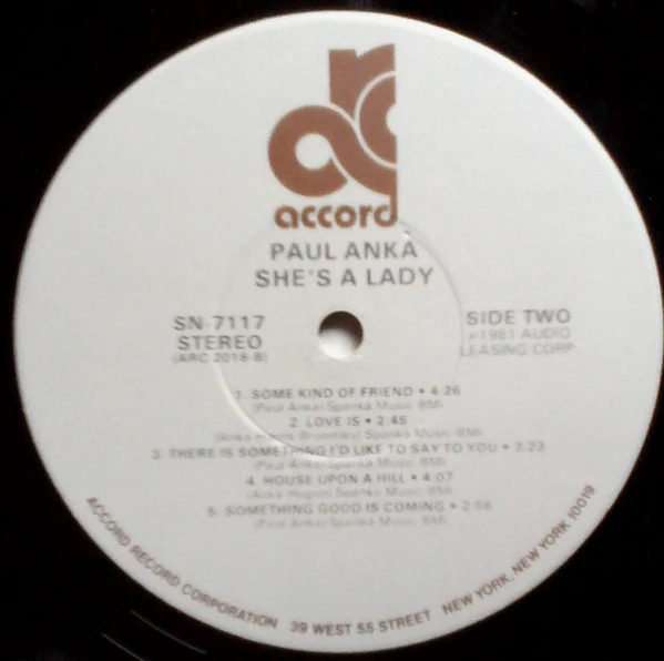 Paul Anka - She's A Lady (LP, Comp) (Near Mint (NM or M-)) - Image 4