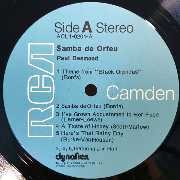 Paul Desmond - Samba De Orfeu (LP, Comp) (Very Good Plus (VG+)) - Image 3