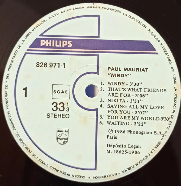 Paul Mauriat - Windy (LP) (Near Mint (NM or M-)) - Image 3