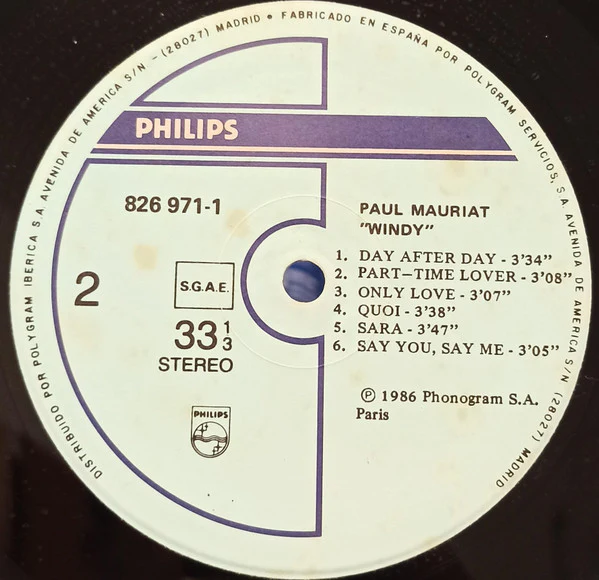Paul Mauriat - Windy (LP) (Near Mint (NM or M-)) - Image 4