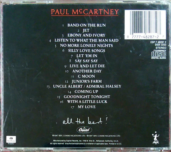Paul McCartney - All The Best ! (CD, Comp, RE) (Very Good Plus (VG+)) - Image 2