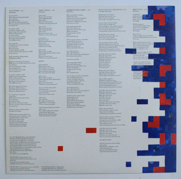Paul McCartney - Tug Of War (LP, Album, Car) (Good Plus (G+)) - Image 5