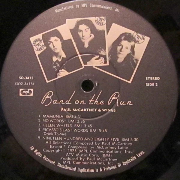 Wings - Band On The Run (LP, Album, RE, Win) (Very Good (VG)) - Image 3