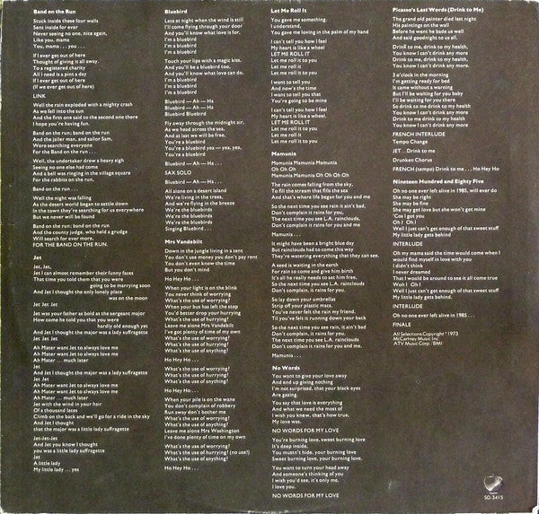Wings - Band On The Run (LP, Album, Win) (Very Good Plus (VG+)) - Image 5