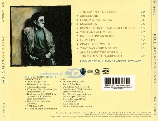 Paul Simon - Graceland (CD, Album, Club, Enh, RE) (Very Good Plus (VG+)) - Image 2