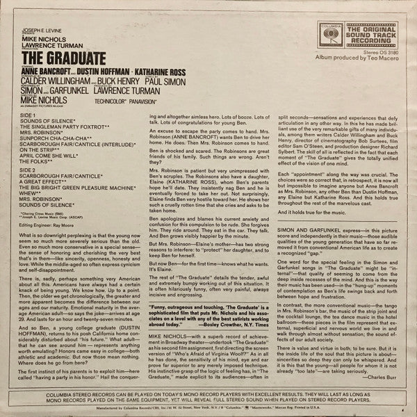 Paul Simon, Simon & Garfunkel, Dave Grusin - The Graduate (Original Sound Track Recording) (LP, Album, San) (Very Good Plus (VG+)) - Image 2