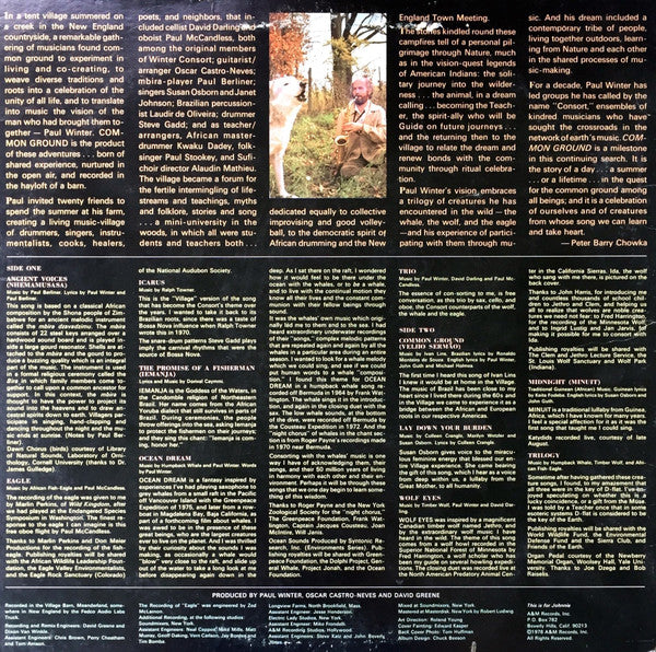 Paul Winter  - Common Ground (LP, Album) (Very Good (VG)) - Image 2