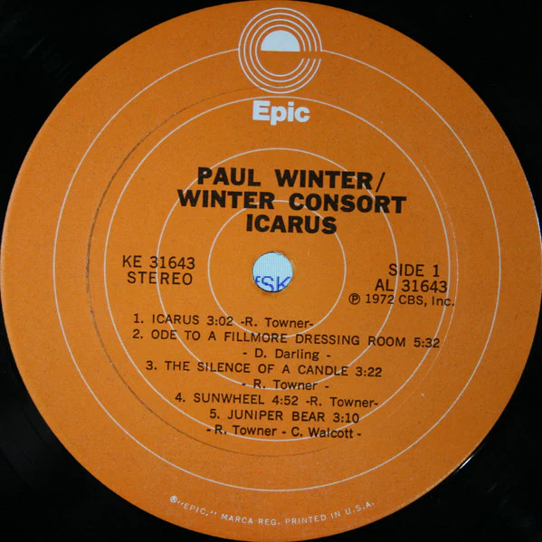 Paul Winter / The Winter Consort - Icarus (LP, Album, RP, Ter) (Very Good (VG)) - Image 4