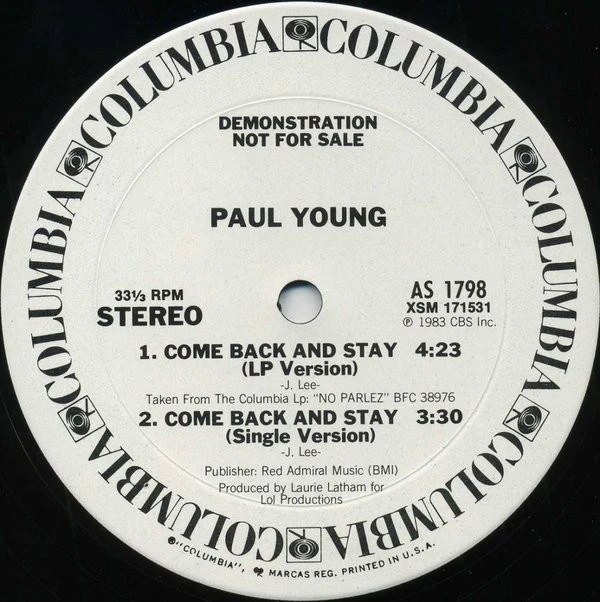 Paul Young - Come Back And Stay (12", Single, Promo) (Near Mint (NM or M-)) - Image 4