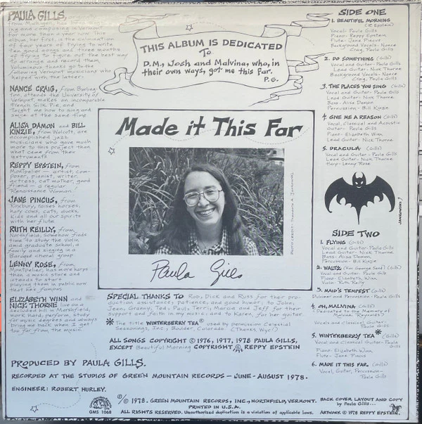 Paula Gills - Made It This Far (LP, Album) (Mint (M)) - Image 2
