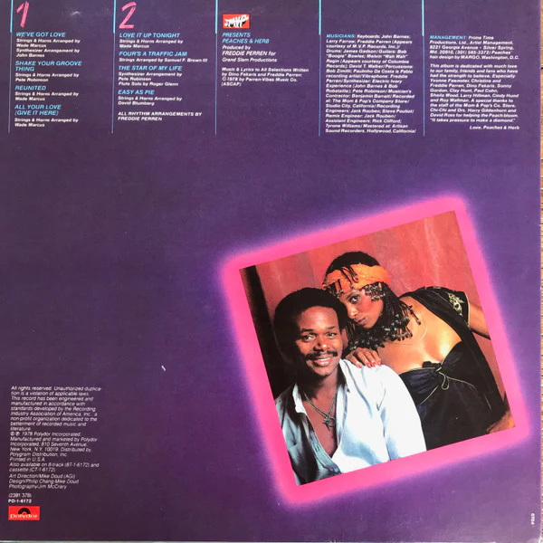 Peaches & Herb - 2 Hot! (LP, Album, Pit) (Very Good Plus (VG+)) - Image 2