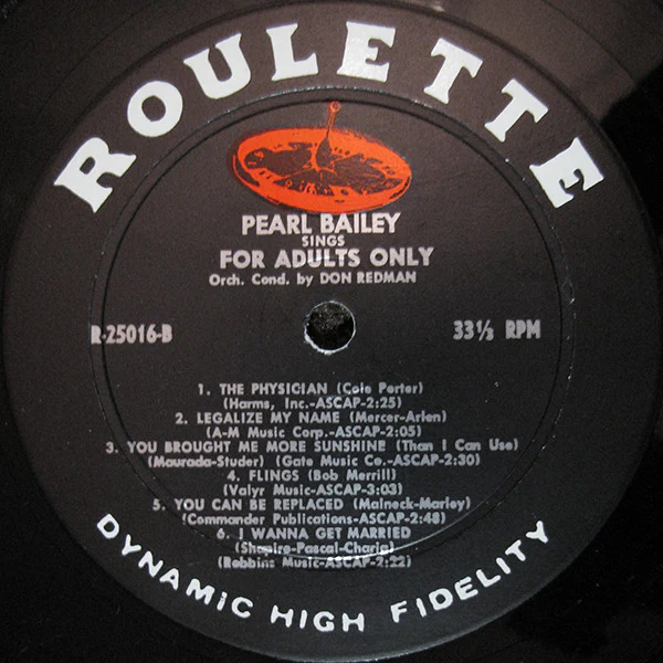 Pearl Bailey - Pearl Bailey Sings For Adults Only (LP, Mono) (Very Good Plus (VG+)) - Image 2