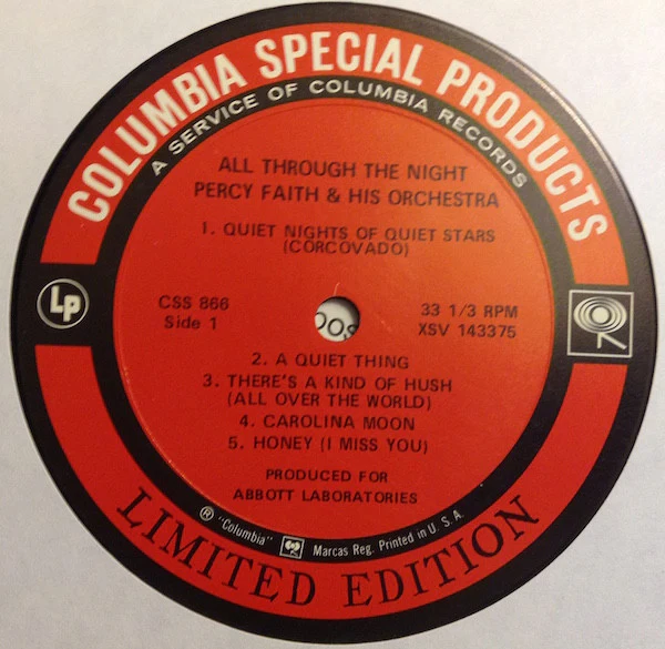Percy Faith & His Orchestra - All Through The Night (LP, Comp, Ltd, Promo) (Near Mint (NM or M-)) - Image 3