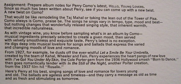 Perry Como - Hello, Young Lovers (LP, Comp) (Mint (M)) - Image 5