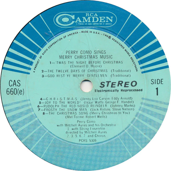 Perry Como - Perry Como Sings Merry Christmas Music (LP, Album, RE) (Very Good (VG)) - Image 3