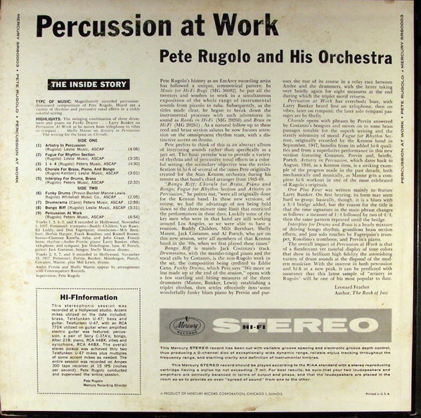 Pete Rugolo - Percussion At Work (LP, Album) (Very Good (VG)) - Image 2
