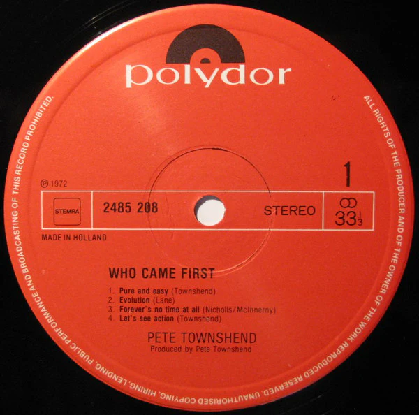 Pete Townshend - Who Came First (LP, Album) (Very Good (VG)) - Image 3