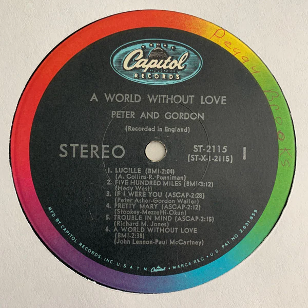 Peter & Gordon - A World Without Love (LP, Album, Scr) (Very Good (VG)) - Image 3