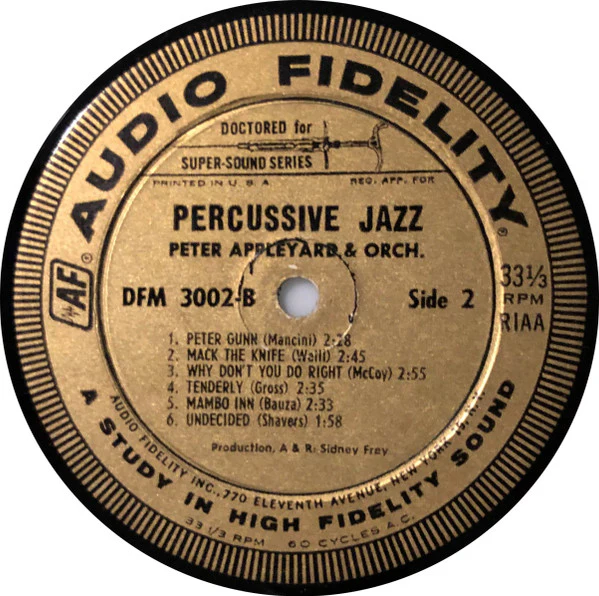 Peter Appleyard Orchestra - Percussive Jazz (LP, Album, Mono, Gat) (Good Plus (G+)) - Image 4