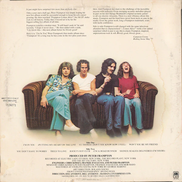 Peter Frampton - I'm In You (LP, Album, Club, RCA) (Very Good Plus (VG+)) - Image 2