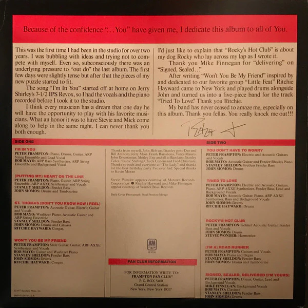 Peter Frampton - I'm In You (LP, Album, Promo, Mon) (Near Mint (NM or M-)) - Image 4