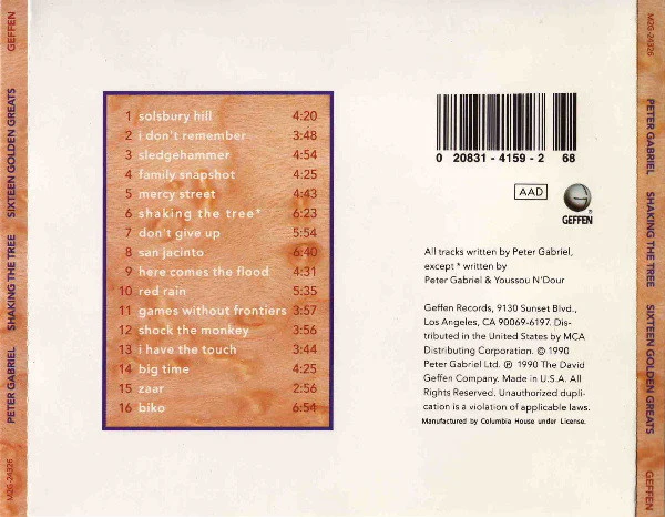 Peter Gabriel - Shaking The Tree (Sixteen Golden Greats) (CD, Comp, Club, RE, Col) (Near Mint (NM or M-)) - Image 2