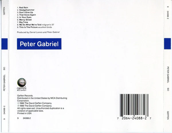 Peter Gabriel - So (CD, Album, RE, Mat) (Near Mint (NM or M-)) - Image 2