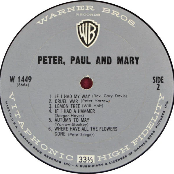 Peter, Paul & Mary - Peter, Paul And Mary (LP, Album, Mono) (Very Good Plus (VG+)) - Image 4