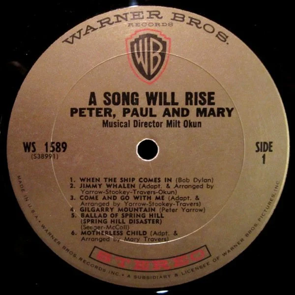 Peter, Paul & Mary - A Song Will Rise (LP, Album, Pit) (Very Good (VG)) - Image 3
