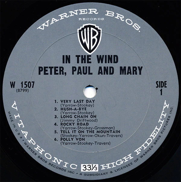 Peter, Paul & Mary - In The Wind (LP, Album, Mono) (Very Good (VG)) - Image 3