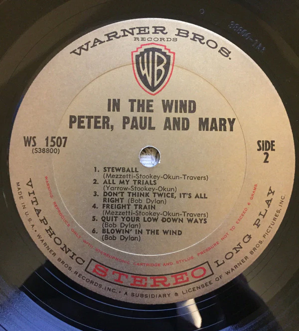 Peter, Paul & Mary - In The Wind (LP, Album, Pit) (Very Good (VG)) - Image 4